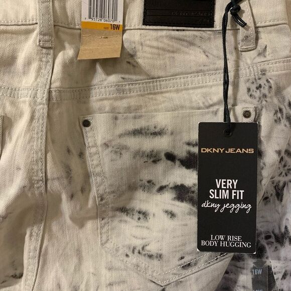 DKNY JEANS Charcoal- Ecru Tie-Dye Jeggings - Size 16W - Picture 2 of 8